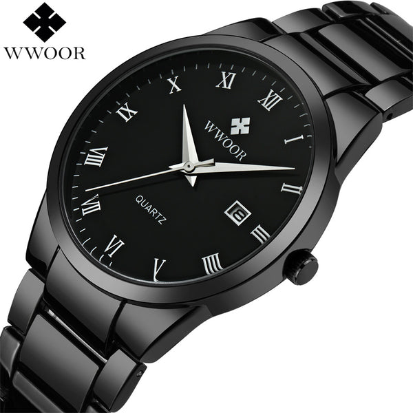 Men's Quartz Analog Clock Male Black Strap Wrist Watch