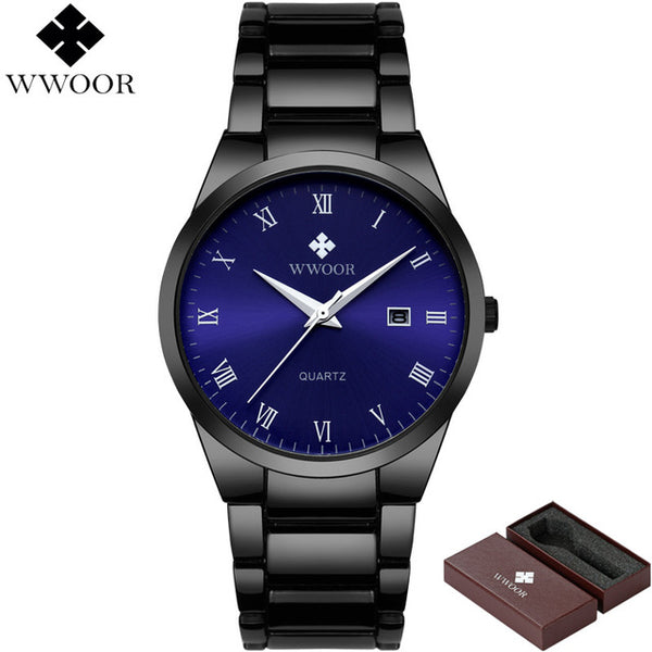 Men's Quartz Analog Clock Male Black Strap Wrist Watch