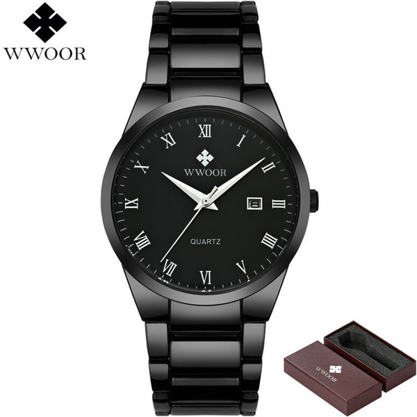 Men's Quartz Analog Clock Male Black Strap Wrist Watch