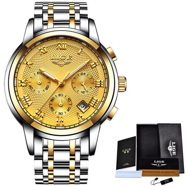 Luxury Full Steel Waterproof Gold Wrist Watch