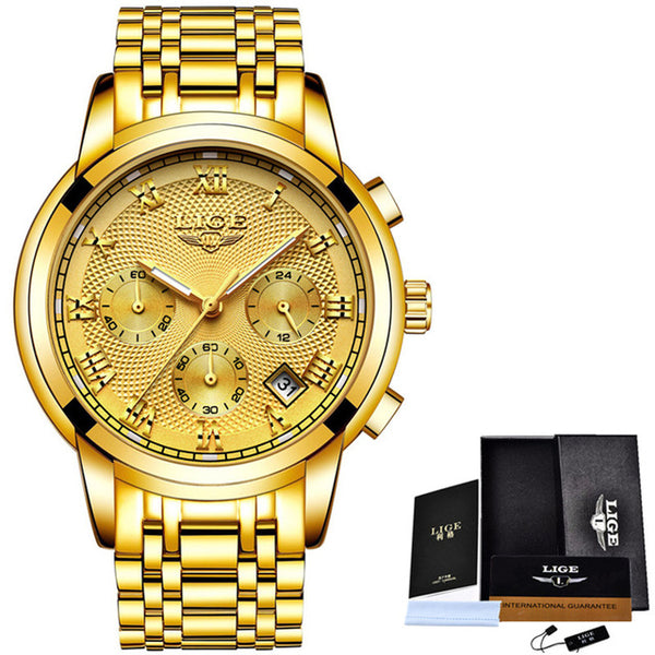 Luxury Full Steel Waterproof Gold Wrist Watch