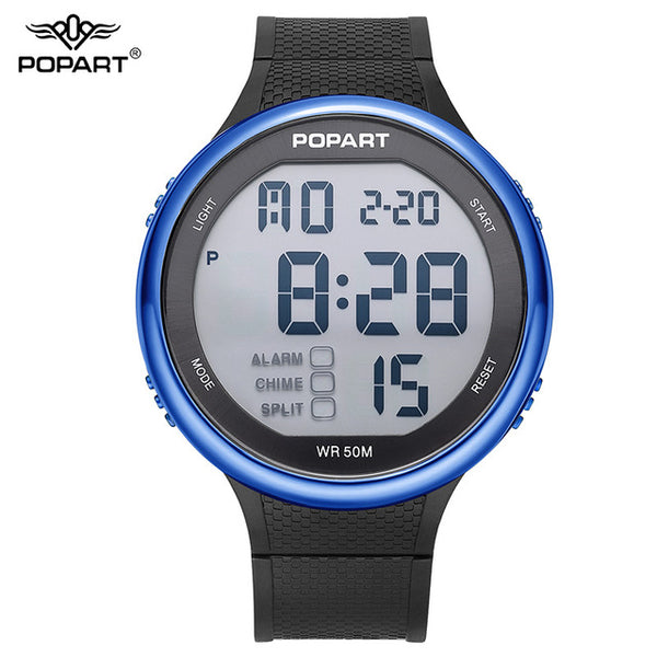 POPART Digital Alarm Black Male Watch