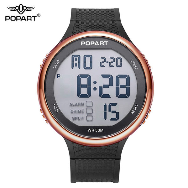 POPART Digital Alarm Black Male Watch