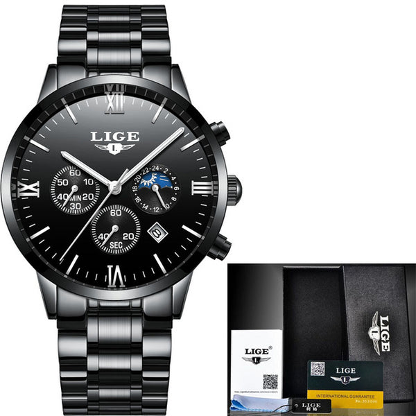 Luxury Brand Men Watches LIGE Chronograph