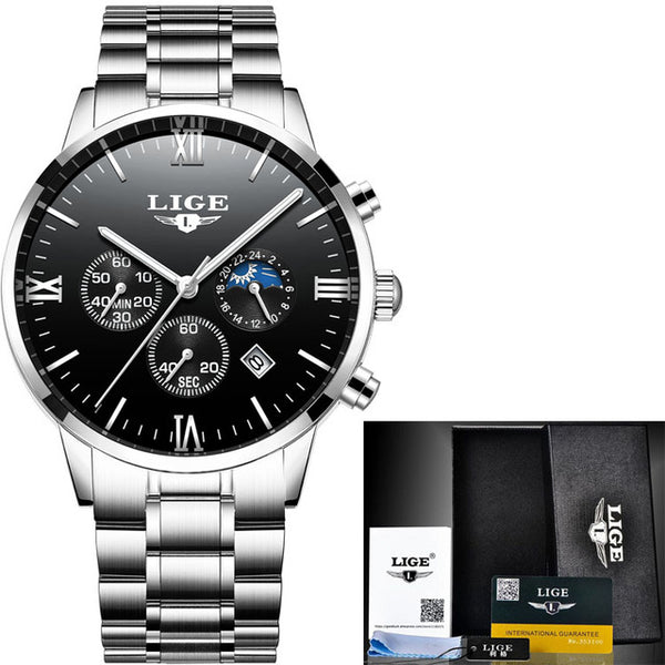 Luxury Brand Men Watches LIGE Chronograph