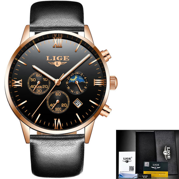 Luxury Brand Men Watches LIGE Chronograph