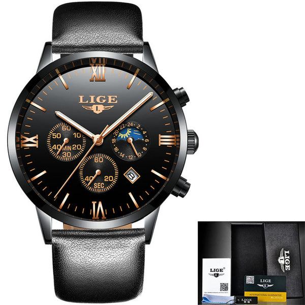 Luxury Brand Men Watches LIGE Chronograph